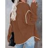imageZESICA Womens Corduroy Shacket Jacket Long Sleeve Button Down Shirt Oversized Blouses Tops with PocketsBrown