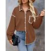 imageZESICA Womens Corduroy Shacket Jacket Long Sleeve Button Down Shirt Oversized Blouses Tops with PocketsBrown
