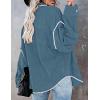 imageZESICA Womens Corduroy Shacket Jacket Long Sleeve Button Down Shirt Oversized Blouses Tops with PocketsDusty Blue