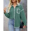 imageZESICA Womens Corduroy Shacket Jacket Long Sleeve Button Down Shirt Oversized Blouses Tops with PocketsGreen