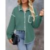 imageZESICA Womens Corduroy Shacket Jacket Long Sleeve Button Down Shirt Oversized Blouses Tops with PocketsGreen