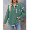 imageZESICA Womens Corduroy Shacket Jacket Long Sleeve Button Down Shirt Oversized Blouses Tops with PocketsGreen