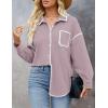 imageZESICA Womens Corduroy Shacket Jacket Long Sleeve Button Down Shirt Oversized Blouses Tops with PocketsPurple