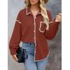 imageZESICA Womens Corduroy Shacket Jacket Long Sleeve Button Down Shirt Oversized Blouses Tops with PocketsRust