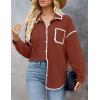imageZESICA Womens Corduroy Shacket Jacket Long Sleeve Button Down Shirt Oversized Blouses Tops with PocketsRust