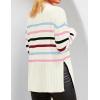 imageZESICA Womens Fall Winter Striped Long Sleeve Crew Neck Ribbed Knit Side Slit Oversized Pullover Sweater Jumper TopBluepink