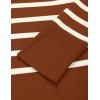 imageZESICA Womens Fall Winter Striped Long Sleeve Crew Neck Ribbed Knit Side Slit Oversized Pullover Sweater Jumper TopCaramel