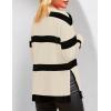 imageZESICA Womens Fall Winter Striped Long Sleeve Crew Neck Ribbed Knit Side Slit Oversized Pullover Sweater Jumper TopNatural
