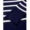 imageZESICA Womens Fall Winter Striped Long Sleeve Crew Neck Ribbed Knit Side Slit Oversized Pullover Sweater Jumper TopNavy