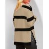 imageZESICA Womens Fall Winter Striped Long Sleeve Crew Neck Ribbed Knit Side Slit Oversized Pullover Sweater Jumper TopTan