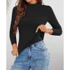 imageZESICA Womens Fleece Sherpa Lined Sweater Winter Thermal Shirts Long Sleeve Mock Neck Slim Fitted Pullover TopsBlack