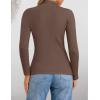 imageZESICA Womens Fleece Sherpa Lined Sweater Winter Thermal Shirts Long Sleeve Mock Neck Slim Fitted Pullover TopsCoffee