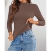 imageZESICA Womens Fleece Sherpa Lined Sweater Winter Thermal Shirts Long Sleeve Mock Neck Slim Fitted Pullover TopsCoffee