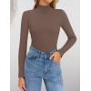 imageZESICA Womens Fleece Sherpa Lined Sweater Winter Thermal Shirts Long Sleeve Mock Neck Slim Fitted Pullover TopsCoffee