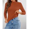 imageZESICA Womens Fleece Sherpa Lined Sweater Winter Thermal Shirts Long Sleeve Mock Neck Slim Fitted Pullover TopsRust
