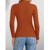 imageZESICA Womens Fleece Sherpa Lined Sweater Winter Thermal Shirts Long Sleeve Mock Neck Slim Fitted Pullover TopsRust