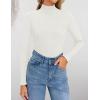 imageZESICA Womens Fleece Sherpa Lined Sweater Winter Thermal Shirts Long Sleeve Mock Neck Slim Fitted Pullover TopsWhite