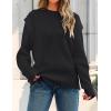 imageZESICA Womens Oversized Long Sleeve Crew Neck Sweaters Ribbed Knit Tops Casual Pullover SweaterBlack