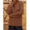 imageZESICA Womens Oversized Long Sleeve Crew Neck Sweaters Ribbed Knit Tops Casual Pullover SweaterCaramel