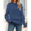 imageZESICA Womens Oversized Long Sleeve Crew Neck Sweaters Ribbed Knit Tops Casual Pullover SweaterDark Blue