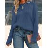 imageZESICA Womens Oversized Long Sleeve Crew Neck Sweaters Ribbed Knit Tops Casual Pullover SweaterDark Blue