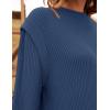 imageZESICA Womens Oversized Long Sleeve Crew Neck Sweaters Ribbed Knit Tops Casual Pullover SweaterDark Blue