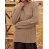 imageZESICA Womens Oversized Long Sleeve Crew Neck Sweaters Ribbed Knit Tops Casual Pullover SweaterKhaki