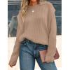 imageZESICA Womens Oversized Long Sleeve Crew Neck Sweaters Ribbed Knit Tops Casual Pullover SweaterKhaki