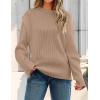 imageZESICA Womens Oversized Long Sleeve Crew Neck Sweaters Ribbed Knit Tops Casual Pullover SweaterKhaki