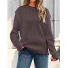 imageZESICA Womens Oversized Long Sleeve Crew Neck Sweaters Ribbed Knit Tops Casual Pullover SweaterNutmeg