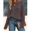 imageZESICA Womens Oversized Long Sleeve Crew Neck Sweaters Ribbed Knit Tops Casual Pullover SweaterNutmeg