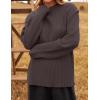 imageZESICA Womens Oversized Long Sleeve Crew Neck Sweaters Ribbed Knit Tops Casual Pullover SweaterNutmeg