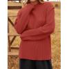 imageZESICA Womens Oversized Long Sleeve Crew Neck Sweaters Ribbed Knit Tops Casual Pullover SweaterOrange Red