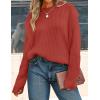 imageZESICA Womens Oversized Long Sleeve Crew Neck Sweaters Ribbed Knit Tops Casual Pullover SweaterOrange Red