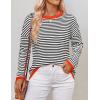 imageZESICA Womens Spring Striped Sweaters Long Sleeve Crew Neck Shirts Color Block Lightweight Pullover TopsBlack