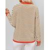 imageZESICA Womens Spring Striped Sweaters Long Sleeve Crew Neck Shirts Color Block Lightweight Pullover TopsBrown