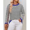 imageZESICA Womens Spring Striped Sweaters Long Sleeve Crew Neck Shirts Color Block Lightweight Pullover TopsCarbon Black