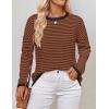 imageZESICA Womens Spring Striped Sweaters Long Sleeve Crew Neck Shirts Color Block Lightweight Pullover TopsCoffee