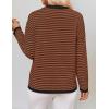imageZESICA Womens Spring Striped Sweaters Long Sleeve Crew Neck Shirts Color Block Lightweight Pullover TopsCoffee