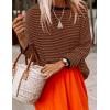 imageZESICA Womens Spring Striped Sweaters Long Sleeve Crew Neck Shirts Color Block Lightweight Pullover TopsCoffee