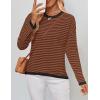 imageZESICA Womens Spring Striped Sweaters Long Sleeve Crew Neck Shirts Color Block Lightweight Pullover TopsCoffee