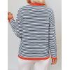 imageZESICA Womens Spring Striped Sweaters Long Sleeve Crew Neck Shirts Color Block Lightweight Pullover TopsDark Blue