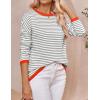 imageZESICA Womens Spring Striped Sweaters Long Sleeve Crew Neck Shirts Color Block Lightweight Pullover TopsGrey