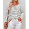 imageZESICA Womens Spring Striped Sweaters Long Sleeve Crew Neck Shirts Color Block Lightweight Pullover TopsGrey