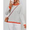 imageZESICA Womens Spring Striped Sweaters Long Sleeve Crew Neck Shirts Color Block Lightweight Pullover TopsGrey