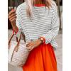 imageZESICA Womens Spring Striped Sweaters Long Sleeve Crew Neck Shirts Color Block Lightweight Pullover TopsGrey