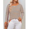 imageZESICA Womens Spring Striped Sweaters Long Sleeve Crew Neck Shirts Color Block Lightweight Pullover TopsLavender