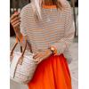 imageZESICA Womens Spring Striped Sweaters Long Sleeve Crew Neck Shirts Color Block Lightweight Pullover TopsLavender