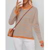 imageZESICA Womens Spring Striped Sweaters Long Sleeve Crew Neck Shirts Color Block Lightweight Pullover TopsLavender