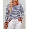 imageZESICA Womens Spring Striped Sweaters Long Sleeve Crew Neck Shirts Color Block Lightweight Pullover TopsNavy